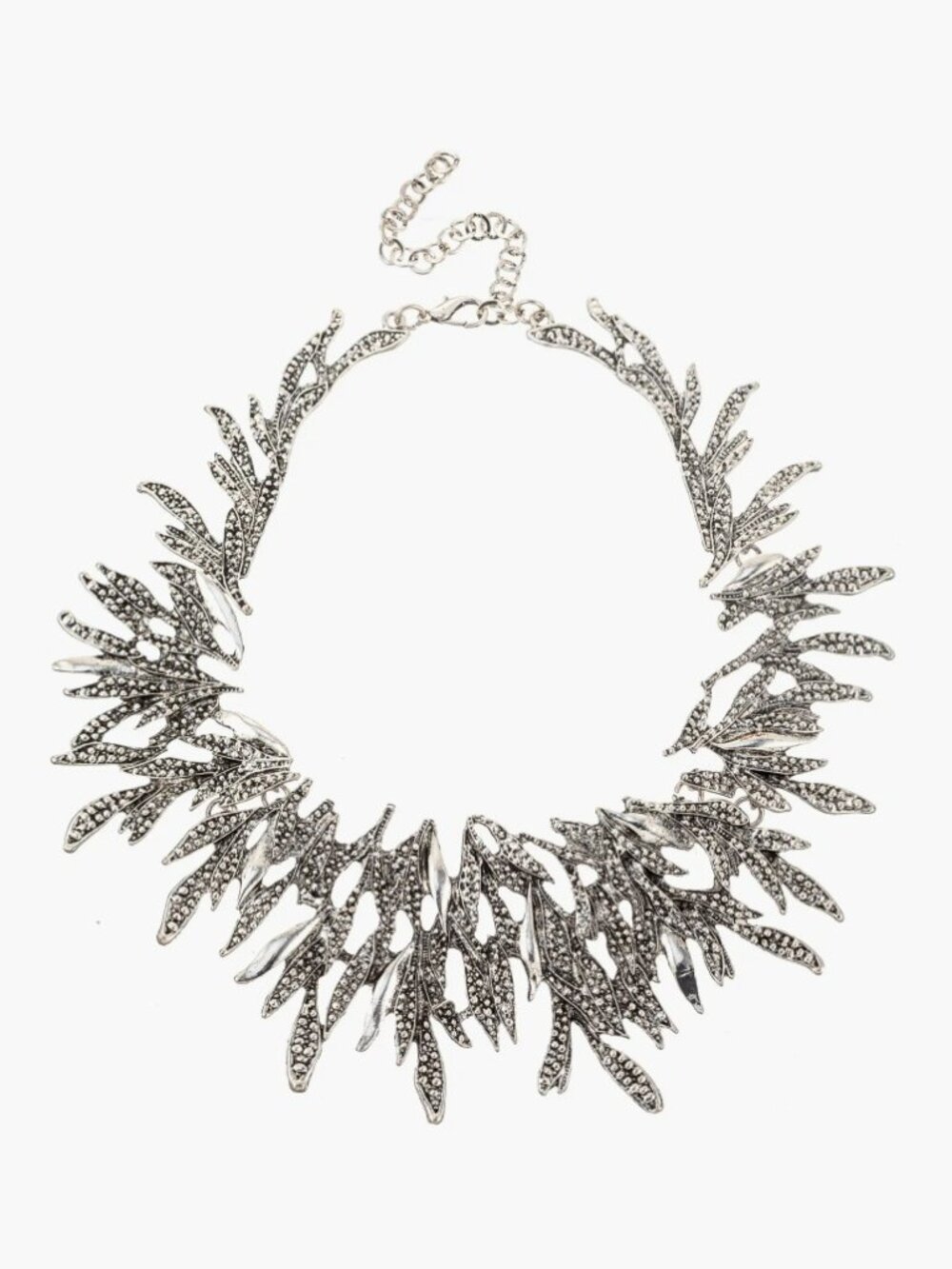 Eye Candy Los Angeles Silver Fall Statement Collar Necklace